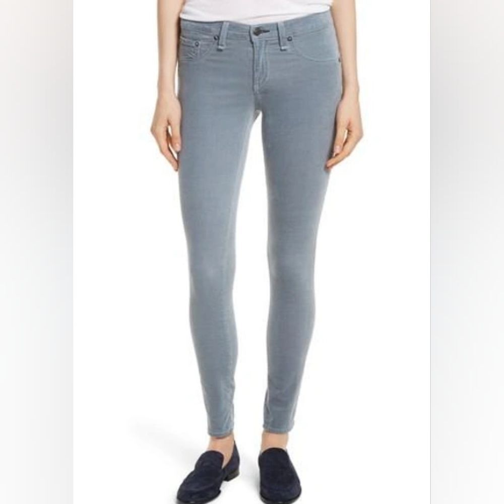 Rag & Bone Steel Blue Velvet Skinny Slim Jeans Pants Size 26